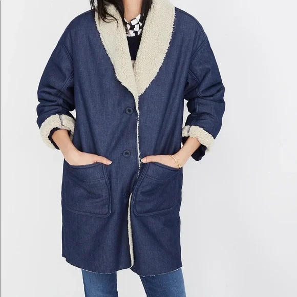 Madewell Sherpa denim cocoon coat - Picture 1 of 12